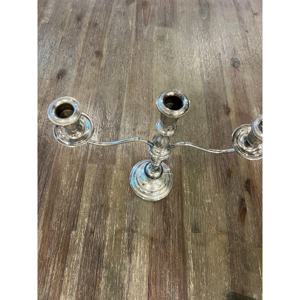 Vintage Silver Plated 3 Light Candelabra Weighted Base Taper Candle Holder - Picture 2 of 10